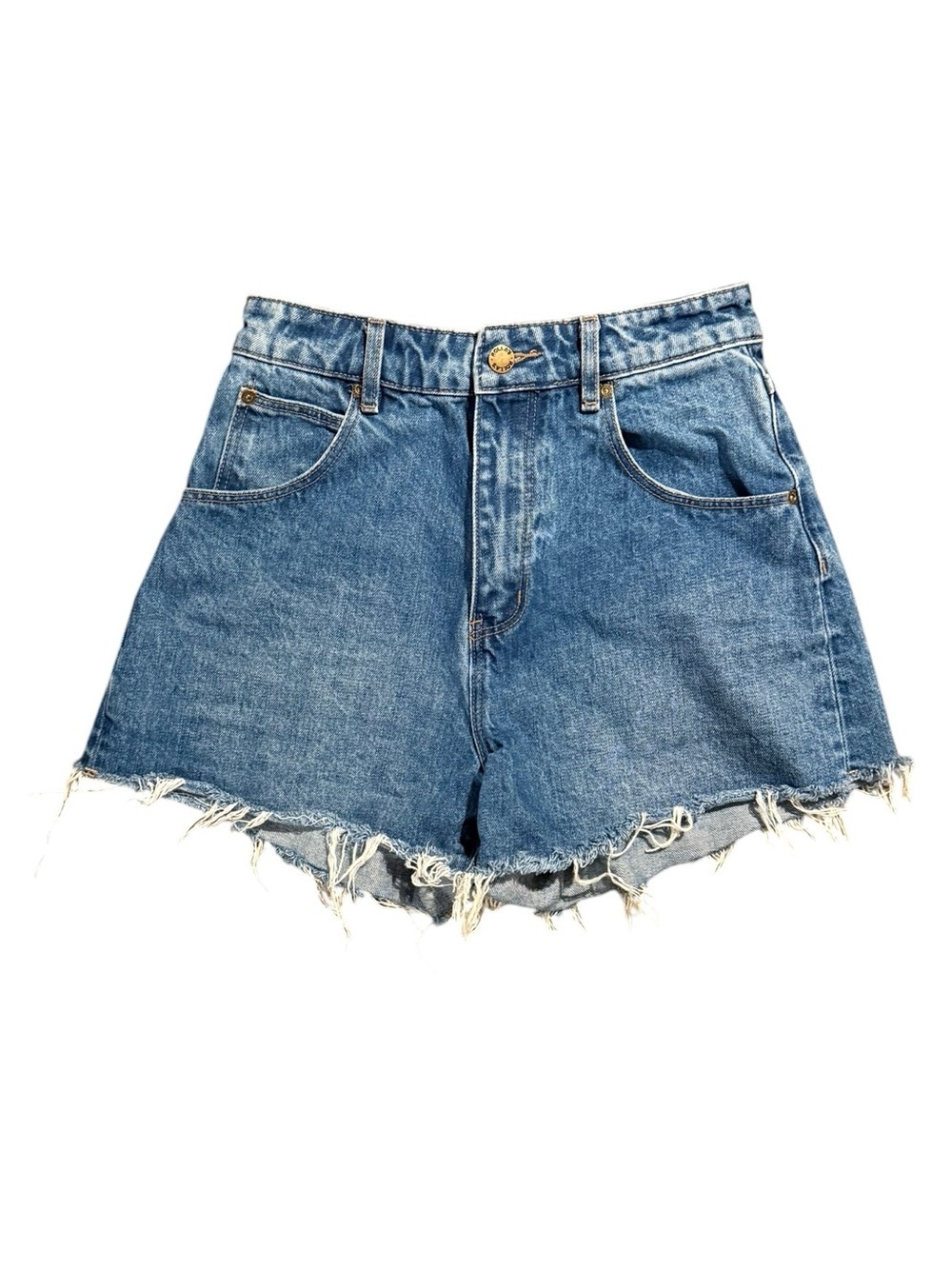ROLLA'S Distressed High-Rise Denim Shorts - Blue women’s jorts size